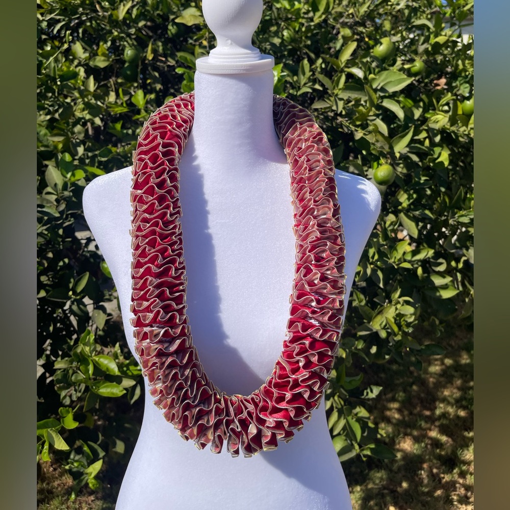 Handmade Leis- Burgundy and Beige 42 inch